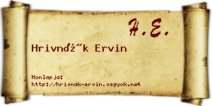 Hrivnák Ervin névjegykártya