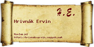 Hrivnák Ervin névjegykártya
